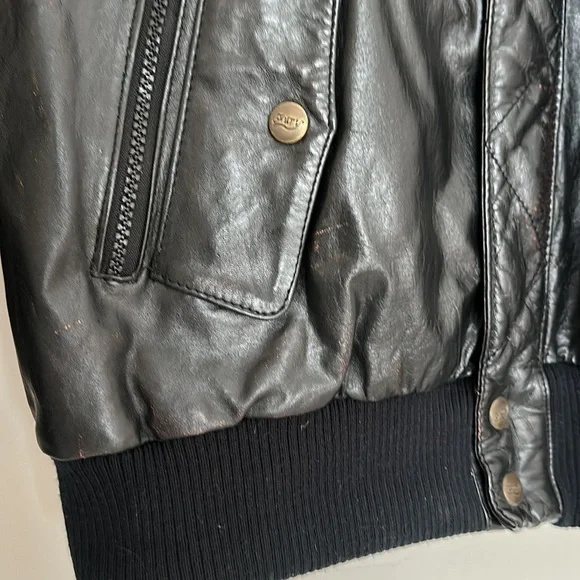 $1499 FURY Men’s Luxury Black Leather Bomber Utility Jacket Vest Coat size 44 - Picture 10 of 10